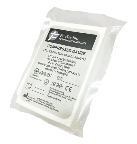 FareTec Responder Compressed Gauze, 4.5 in. x 4.1 yd, Sterile, 6-ply (ea)